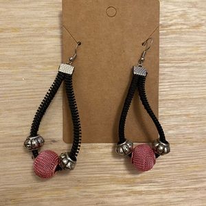 *3 for $20* Zipper Hoop Earrings - pink, black and silver